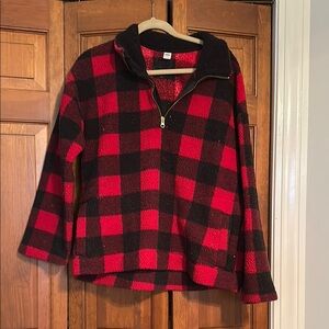 Old Navy Red and Black Plaid Sweatshirt